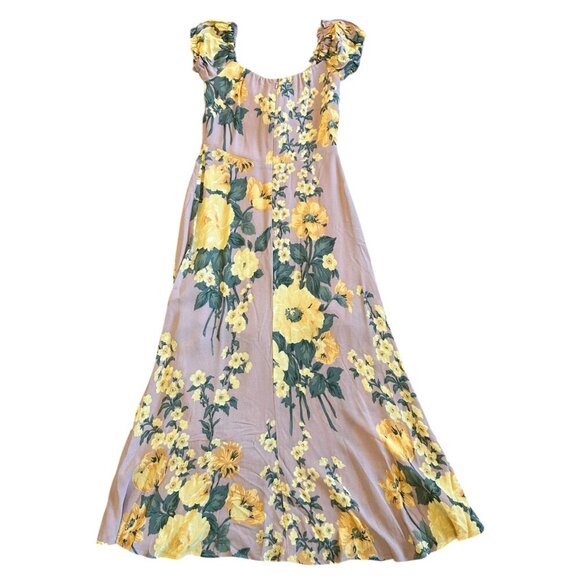 Reformation Cordelia Floral Print Dress Midi Length Slit Off-Shoulder Size 0 - Picture 7 of 12